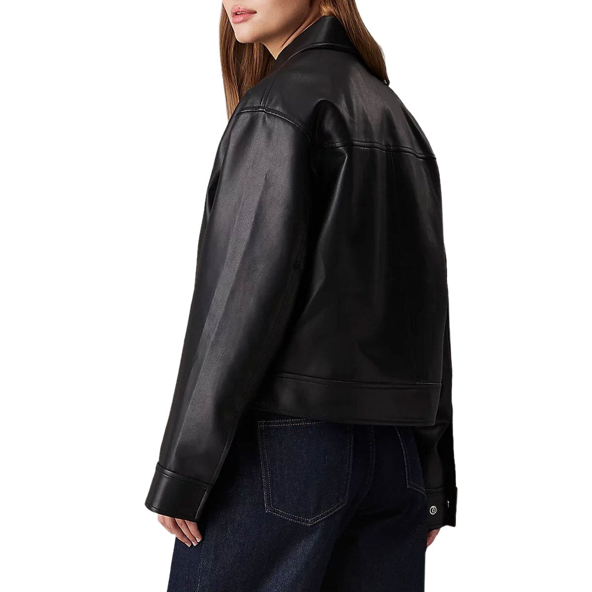 Calvin Klein Jeans – Giubbotto in Faux Leather Nero con Zip - Etoilux