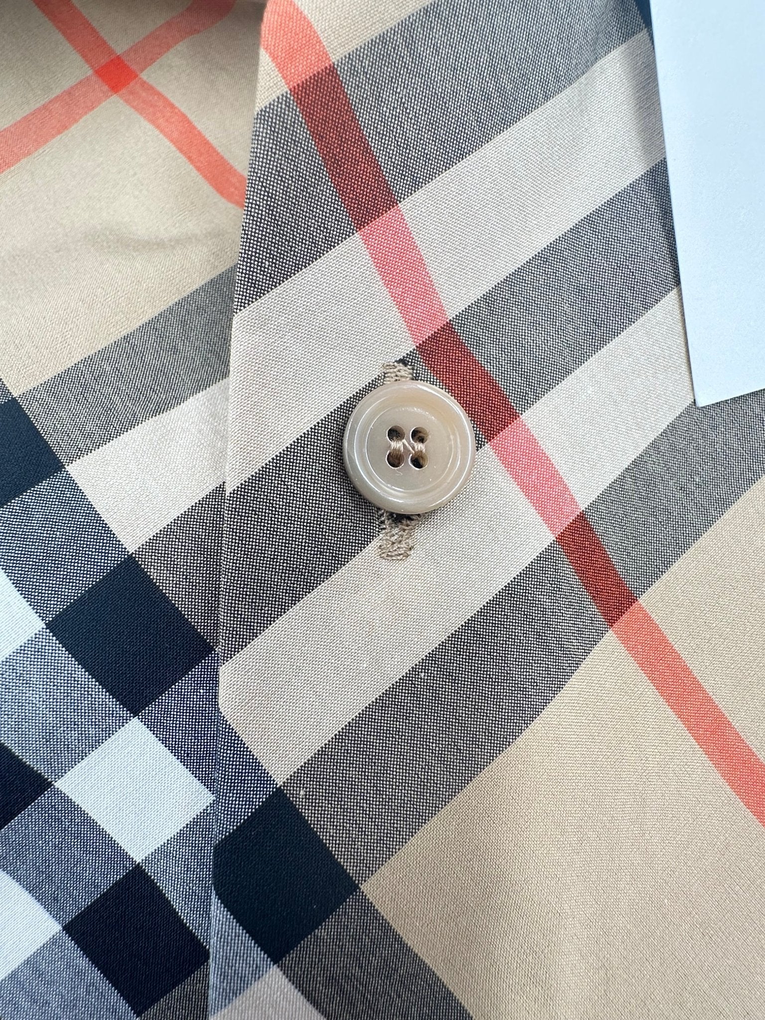 Burberry Camicia in Cotone Motivo Check Beige – Nuova con Cartellino - Etoilux