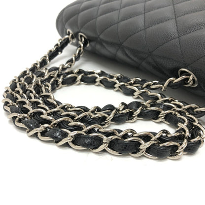 Chanel Jumbo Classic Flap in Caviar Nero con Hardware Argento - Etoilux
