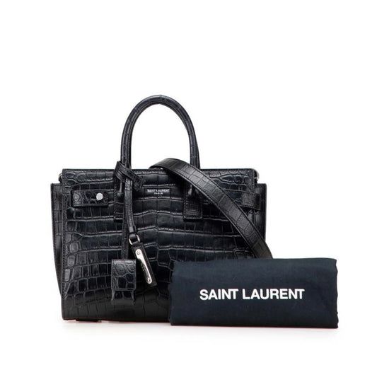 Saint Laurent Sac de Jour Nano – Pelle Nero Coccodrillo - Etoilux