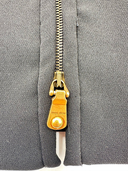 Miu Miu Gonna Pencil Nera con Zip Frontale Oro – Made in Italy – Size 46 - Etoilux