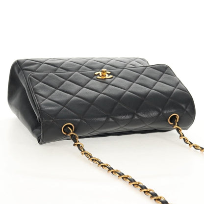 Chanel Single Flap Vintage Pelle Caviar Nera Hardware Oro – 27 cm - Etoilux