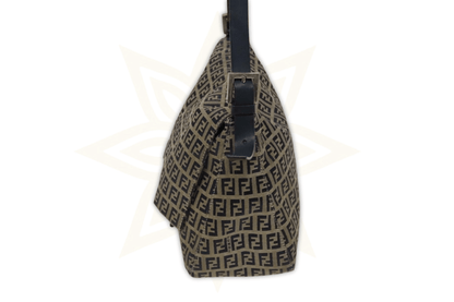Fendi Mama Baguette in Canvas Zucchino Navy con Finiture Argentate - Etoilux