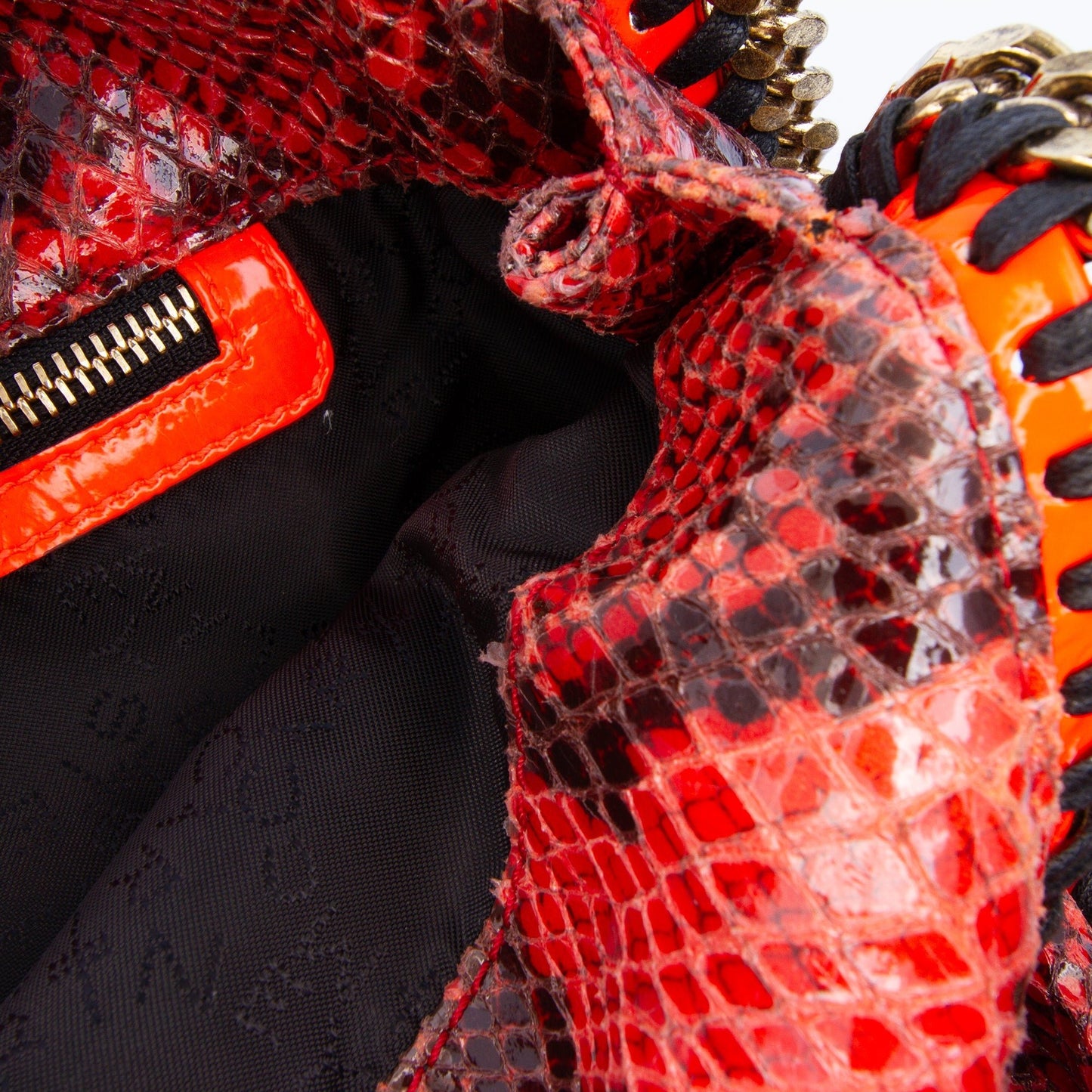 Stella McCartney Falabella – Borsa a Tracolla Pieghevole in Effetto Serpente Arancione - Etoilux