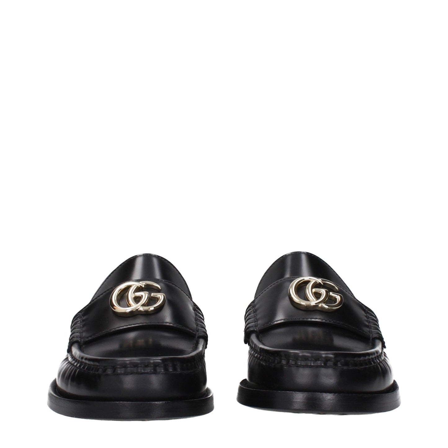 Gucci – Mocassini in Pelle Nera con Doppia G Dorata - Etoilux