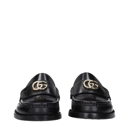 Gucci – Mocassini in Pelle Nera con Doppia G Dorata - Etoilux