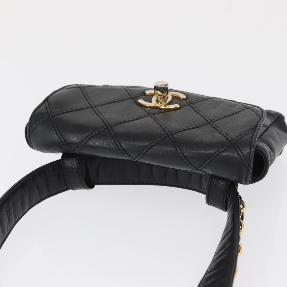 Chanel Vintage CC Flap Belt Bag in Agnello Trapuntato – Nero - Etoilux