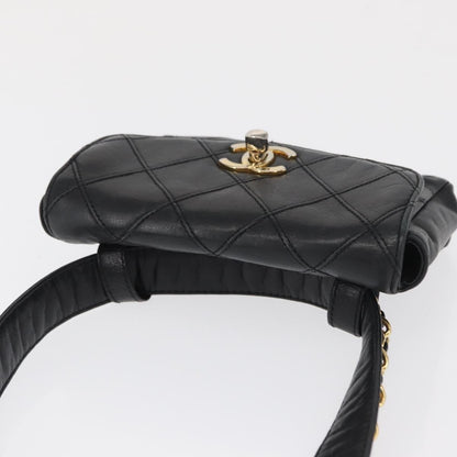 Chanel Vintage CC Flap Belt Bag in Agnello Trapuntato – Nero - Etoilux