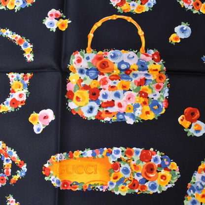 Gucci Sciarpa Gucci a fiori grandi multicolore blu navy - Etoilux