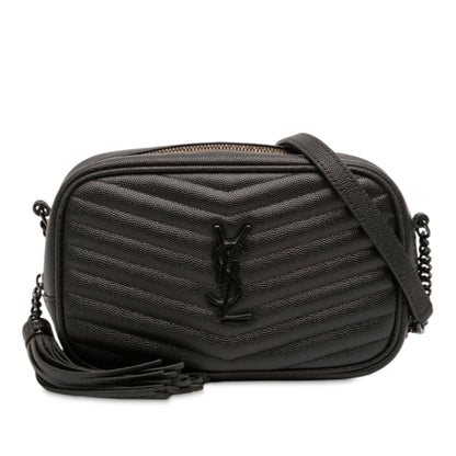 Saint Laurent – Lou Camera Bag Mini Monogram in pelle Grain de Poudre nera - Etoilux