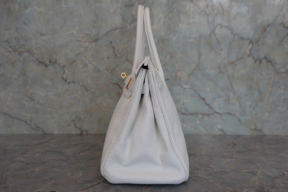 Hermès Birkin 30 Taurillon Clémence Blanc Hardware Dorato — 2008 - Etoilux