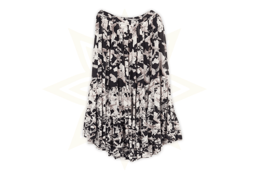 CHANEL – Gonna plissettata in pura seta con stampa aeronautica (Collezione 06P) Taglia: 42 IT Made in France - Etoilux