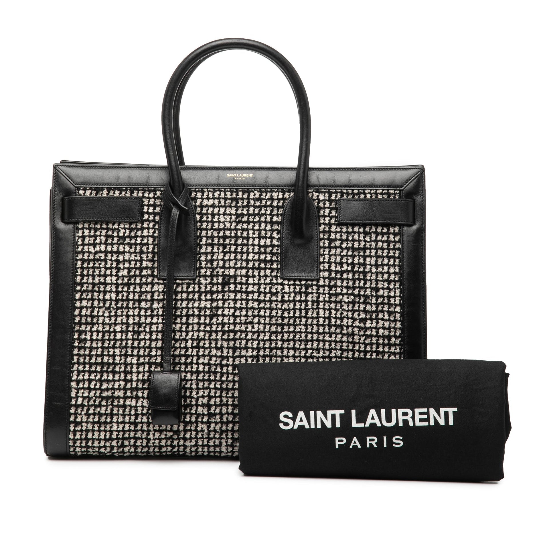 Saint Laurent – Sac de Jour Large Tweed & Leather – Nero – 2014 - Etoilux