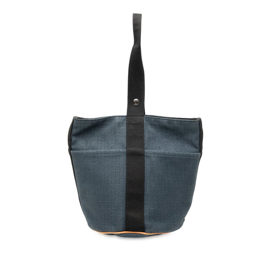  Hermès Saxo MM Tela Blu Marine — Borsa Bucket Vintage Autentica | Etoilux