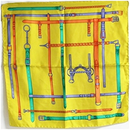 Gucci – Mini Sciarpa in Seta con Motivo Cinture – Giallo - Etoilux