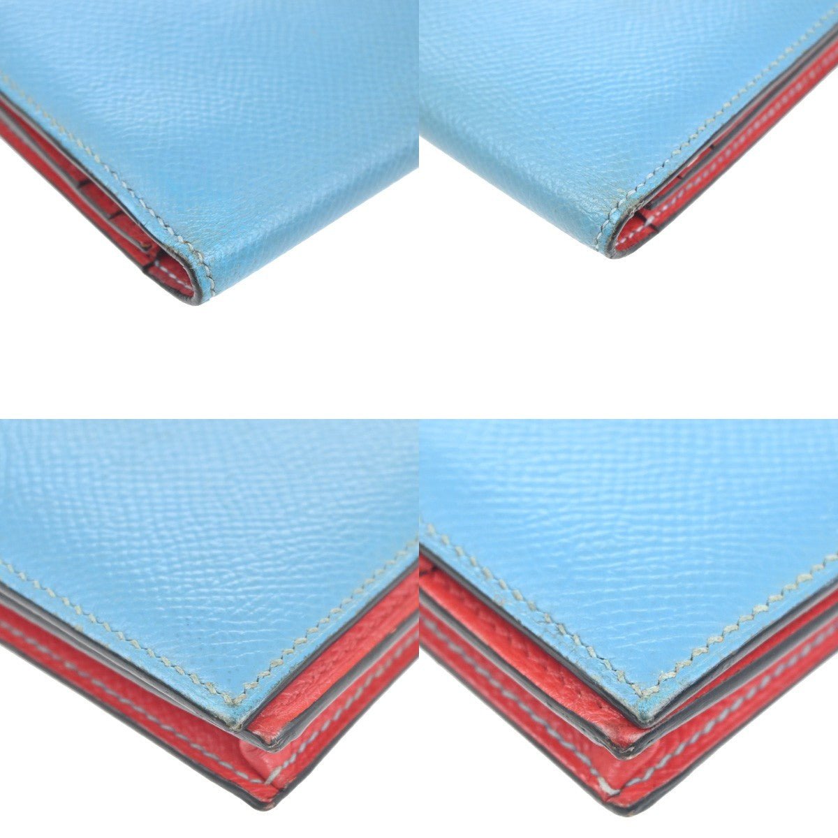 Hermès Béarn Soufflet – Pelle Epsom Bicolore – Blue Céleste / Rouge Tomate – Anno 2000 - Etoilux