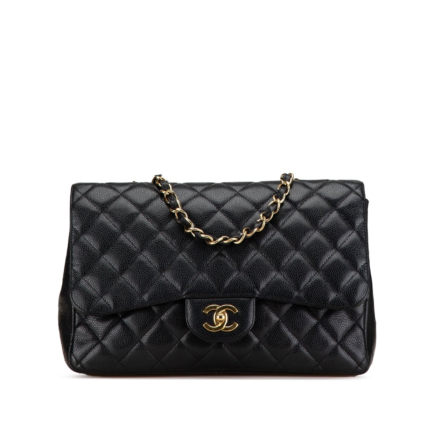 Chanel Jumbo Classic Single Flap Caviar Nero hardware dorato
