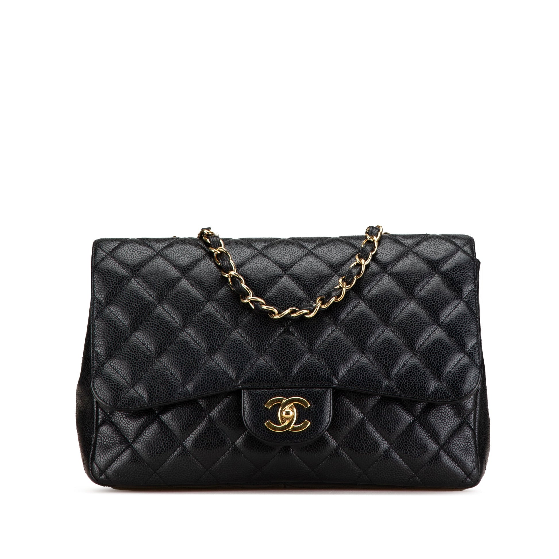 Chanel Jumbo Classic Single Flap Caviar Nero hardware dorato