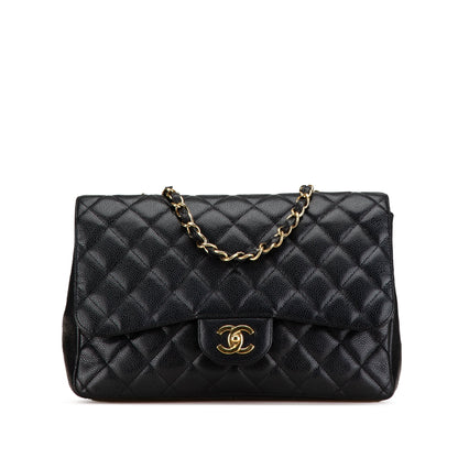 Chanel Jumbo Classic Single Flap Caviar Nero hardware dorato