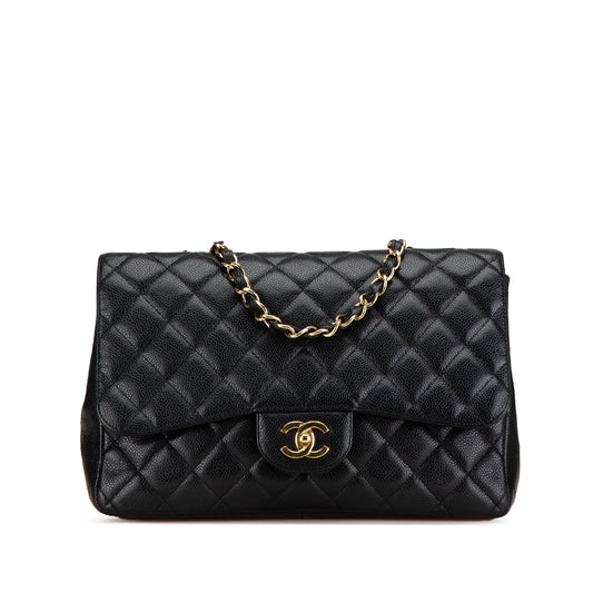 Chanel Jumbo Classic Single Flap Caviar Nero hardware dorato