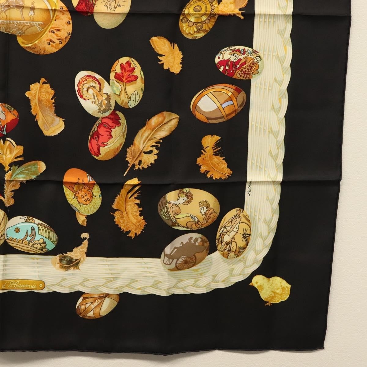 Hermès Carré 90 "Couvée d'Hermès" Seta Nera – Latham - Etoilux