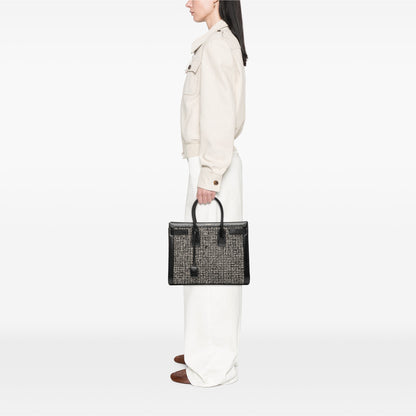 Saint Laurent – Sac de Jour Large Tweed & Leather – Nero – 2014 - Etoilux