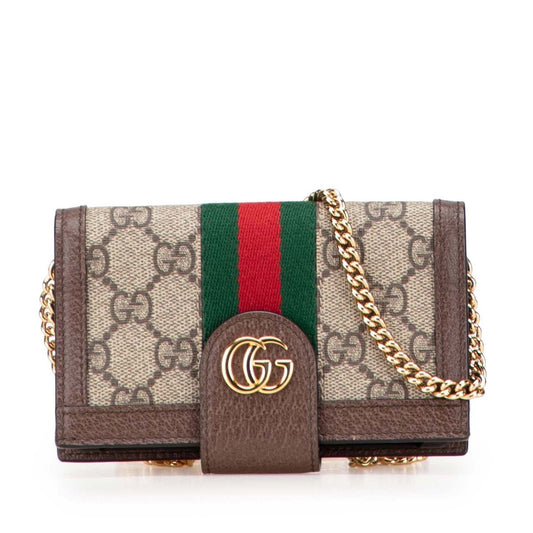 Gucci Ophidia GG Supreme Wallet on Chain con Custodia iPhone – Marrone - Etoilux