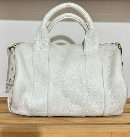 Alexander Wang Rocco Bag in Pelle Martellata Bianca con Borchie Iridescenti - Etoilux