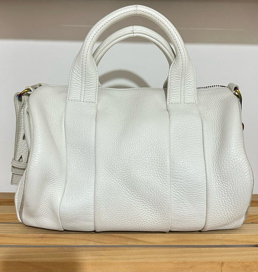 Alexander Wang Rocco Bag in Pelle Martellata Bianca con Borchie Iridescenti - Etoilux