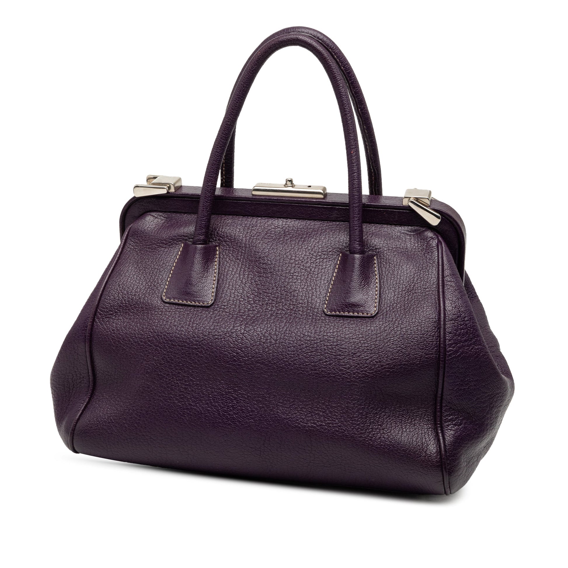 Prada Madras Cerniera Frame – Borsa da Medico in Pelle di Capra Viola (anni ’90–2000) - Etoilux