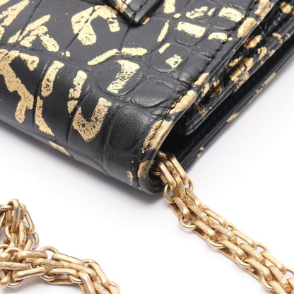 Chanel 2.55 Reissue WOC – Pelle Croco - Embossed Nera Graffiti Gold – 19 cm - Etoilux