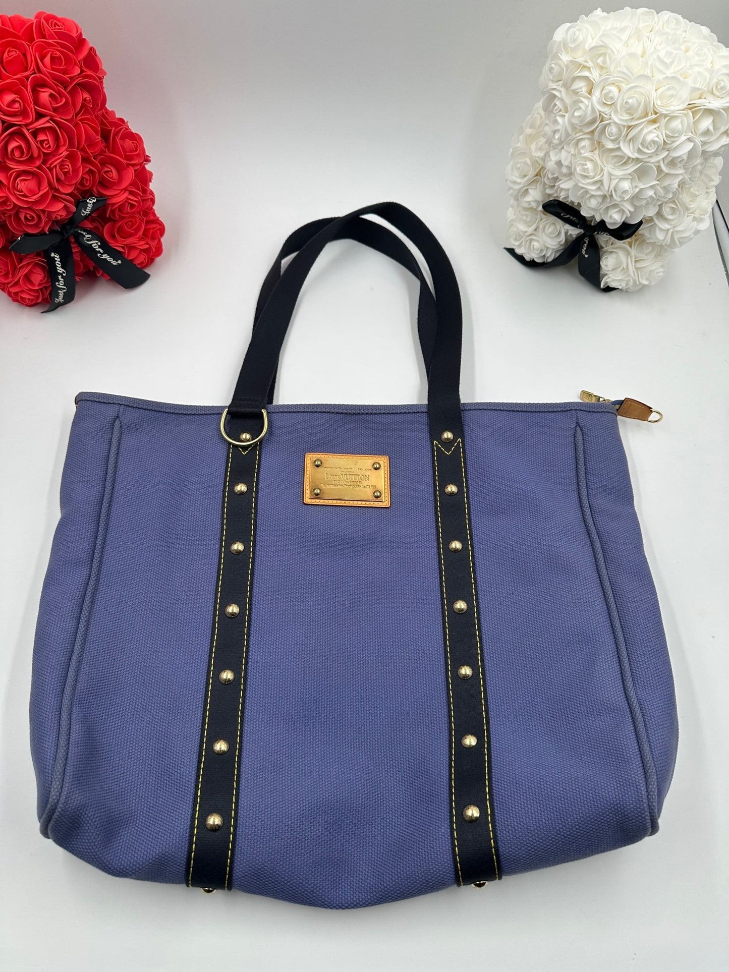 Louis Vuitton Antigua Cabas MM Canvas Blu Lavanda 2016 — 47 cm - Etoilux