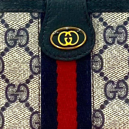 Gucci Ophidia Portafoglio Piccolo GG Supreme Canvas Blu / Web Stripe – Hardware Oro - Etoilux