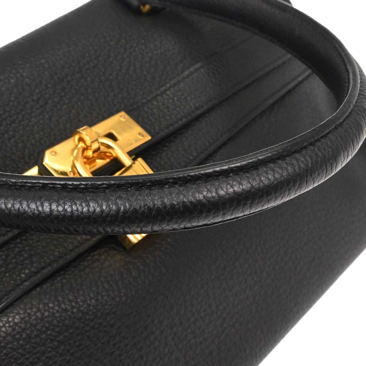 Hermès Kelly 42 Élan Shoulder Togo Noir Hardware Dorato — Formato Orizzontale Raro - Etoilux