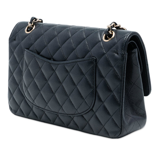 Chanel – Classic Double Flap Medium in Pelle Caviar Blu - Etoilux