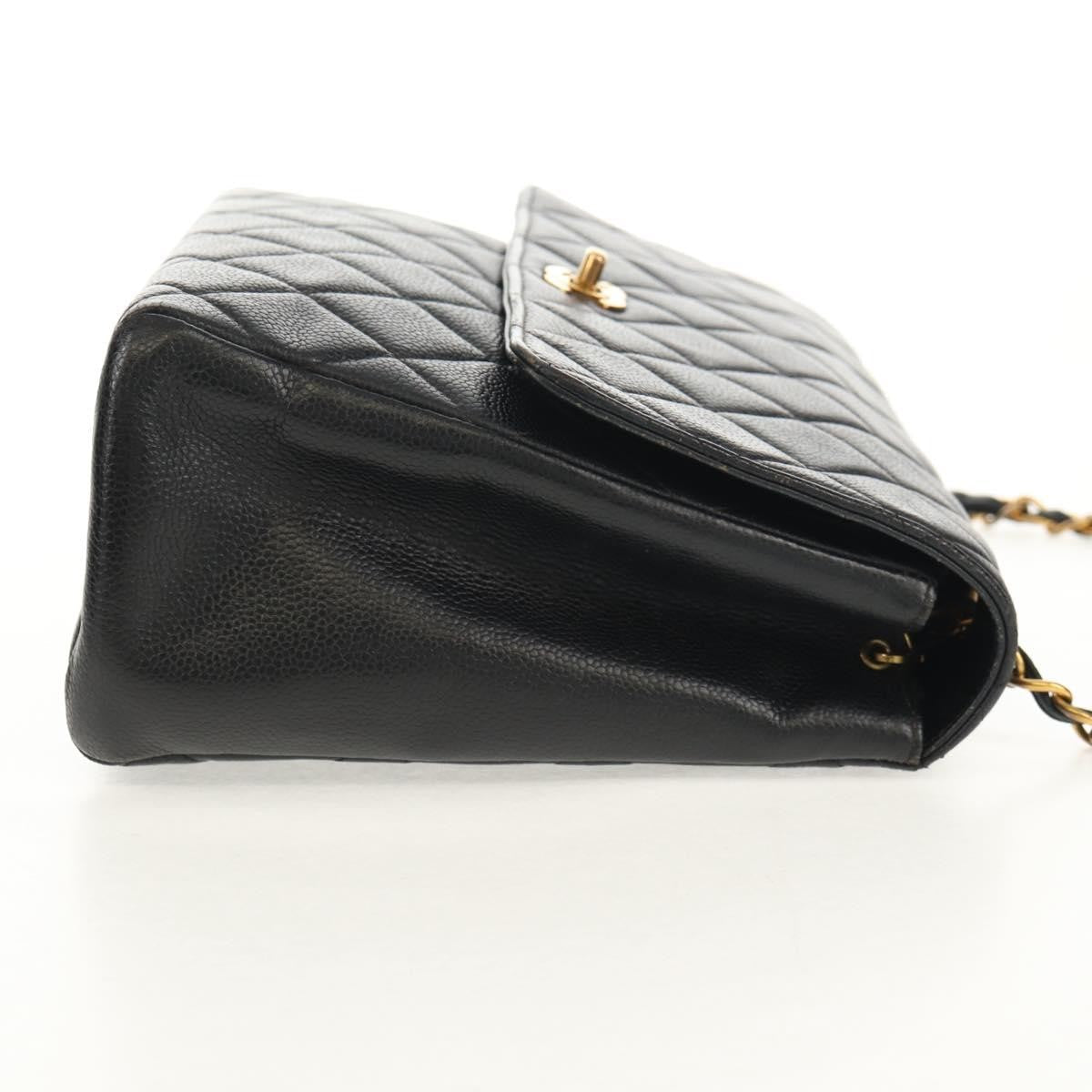 Chanel Single Flap Vintage Pelle Caviar Nera Hardware Oro – 27 cm - Etoilux