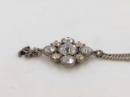 Chanel Collana Pendente Cristalli CC Argento – Catena 25 cm - Etoilux