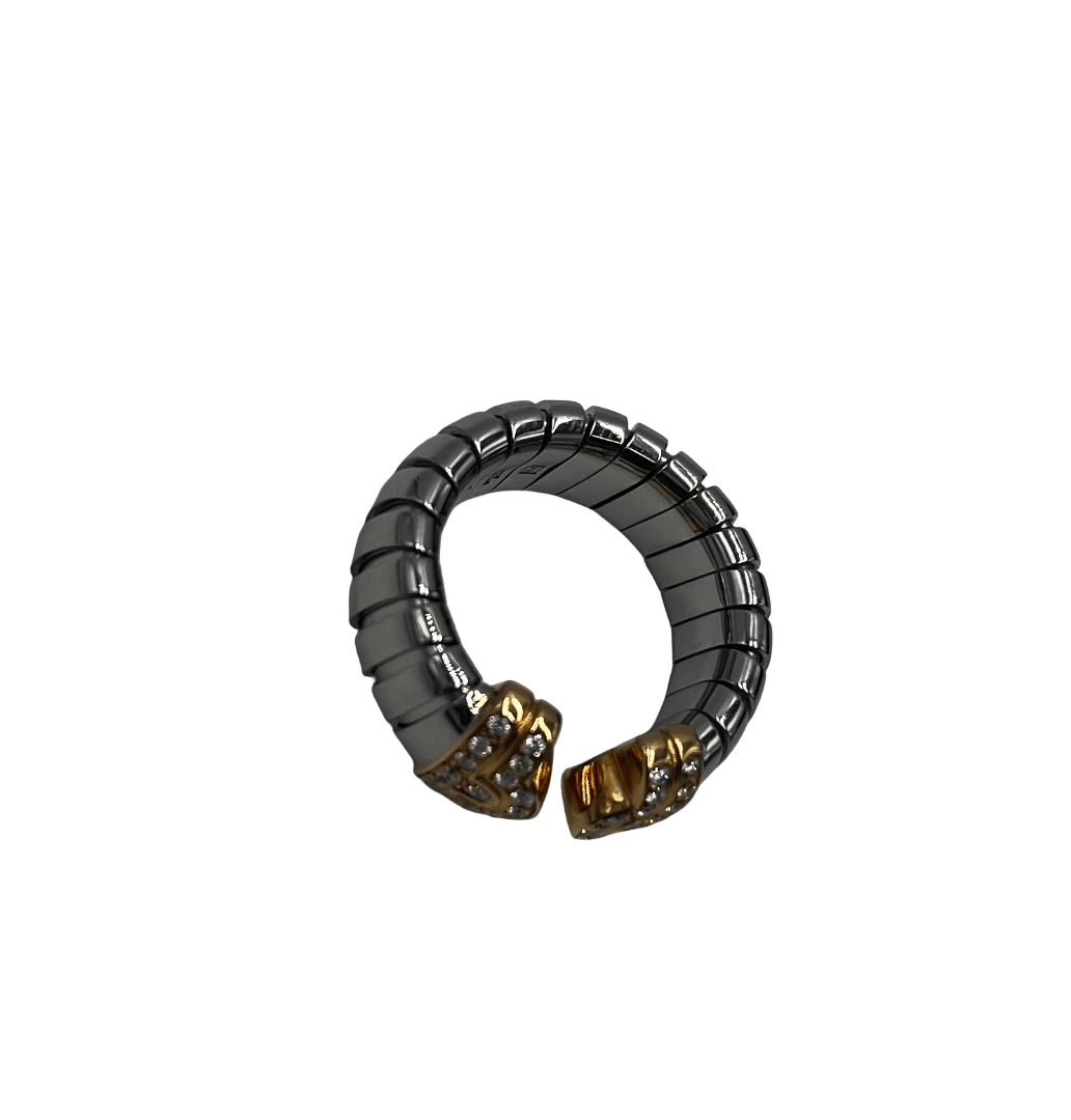 Meta title: Bvlgari Tubogas Anello Acciaio Oro Giallo Diamanti Misura 54 – Etoilux