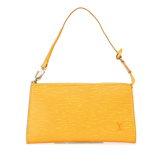 Louis Vuitton Pochette Accessoires Epi giallo Tassil 1995 vintage autentica pre-loved Etoilux