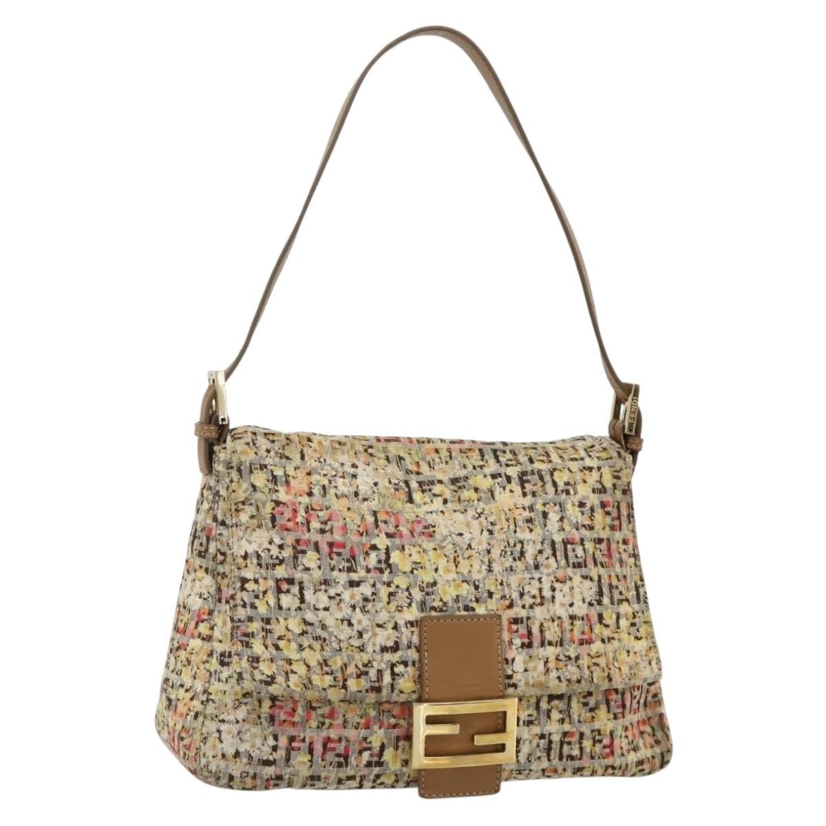 Fendi Mamma Baguette Zucca Floral Canvas Multicolor Hardware Oro – 27 cm - Etoilux