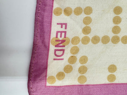 Fendi Foulard Pocket Square Cotone FF Dots Avorio/Rosa — 47 cm - Etoilux