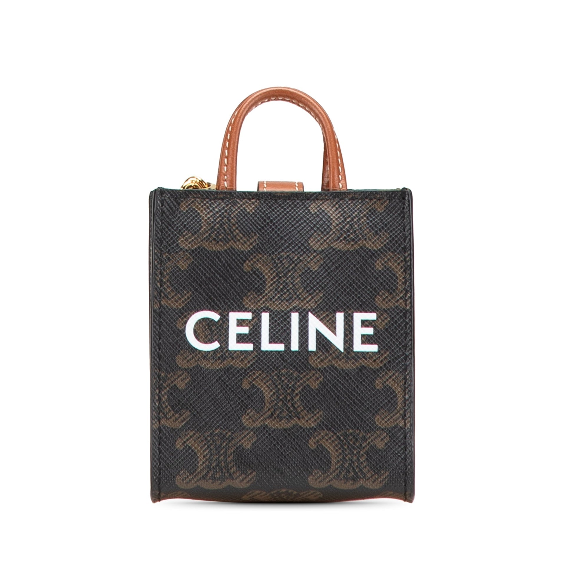 Celine – Ciondolo/Borsa Mini Triomphe in Tela Rivestita – Marrone (2021) - Etoilux