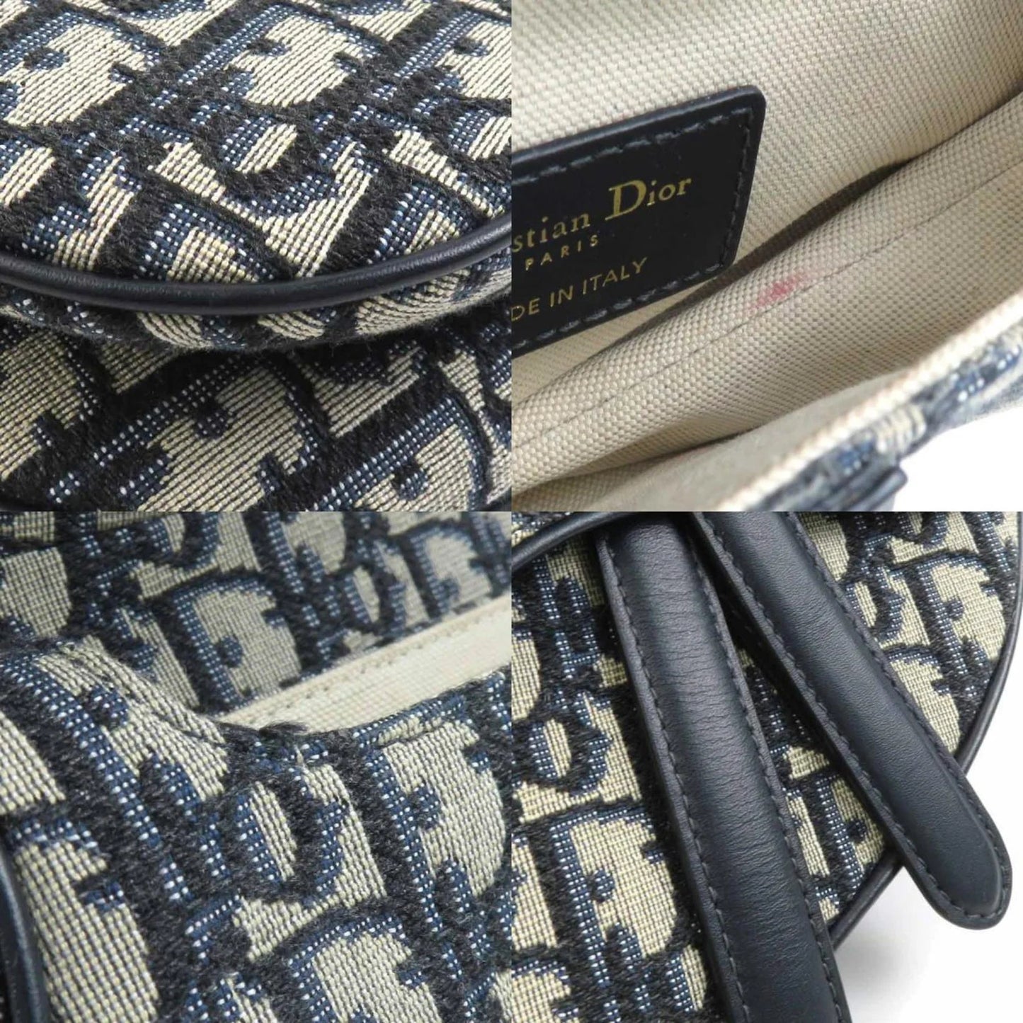 Christian Dior Saddle Bag in Tela Blu Navy – Mini Size - Etoilux