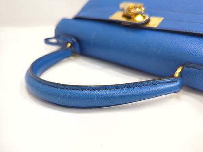 Hermès Kelly Sellier 28 Pelle Courchevel Blu Hardware Gold – 1993 - Etoilux