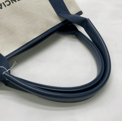Balenciaga Navy Cabas Tela Naturale e Pelle Navy – Small - Etoilux