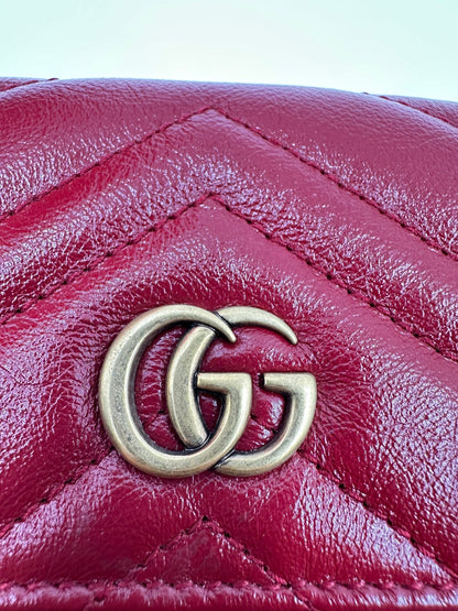 Gucci GG Marmont Multi Pochette Belt Bag Pelle Matelassé Rossa – Set 3 Pezzi - Etoilux