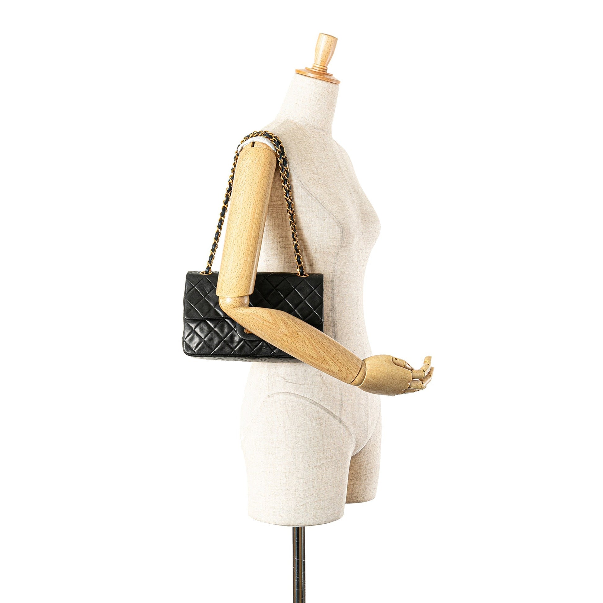 Chanel – Classic Flap Small Double Flap in Pelle di Agnello Nera - Etoilux