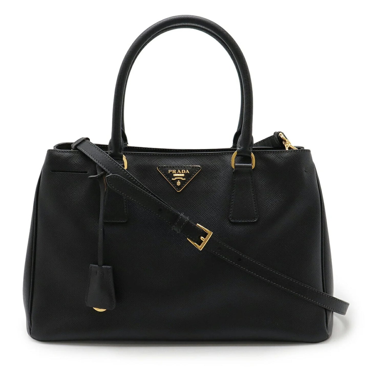 Prada Galleria BN1801 – Borsa a mano/tracolla in pelle Saffiano nera - Etoilux