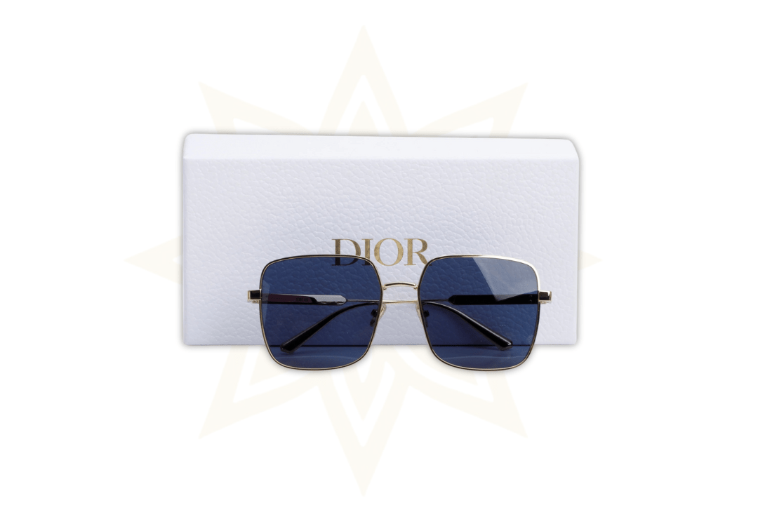 Christian Dior DiorCannage S1U Occhiali da Sole – Montatura in Metallo Dorato & Lenti Azzurro Fumé - Etoilux