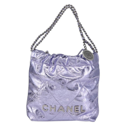 Chanel 22 Mini Hobo Pelle di Vitello Metallizzata Lilla – 17 cm - Etoilux